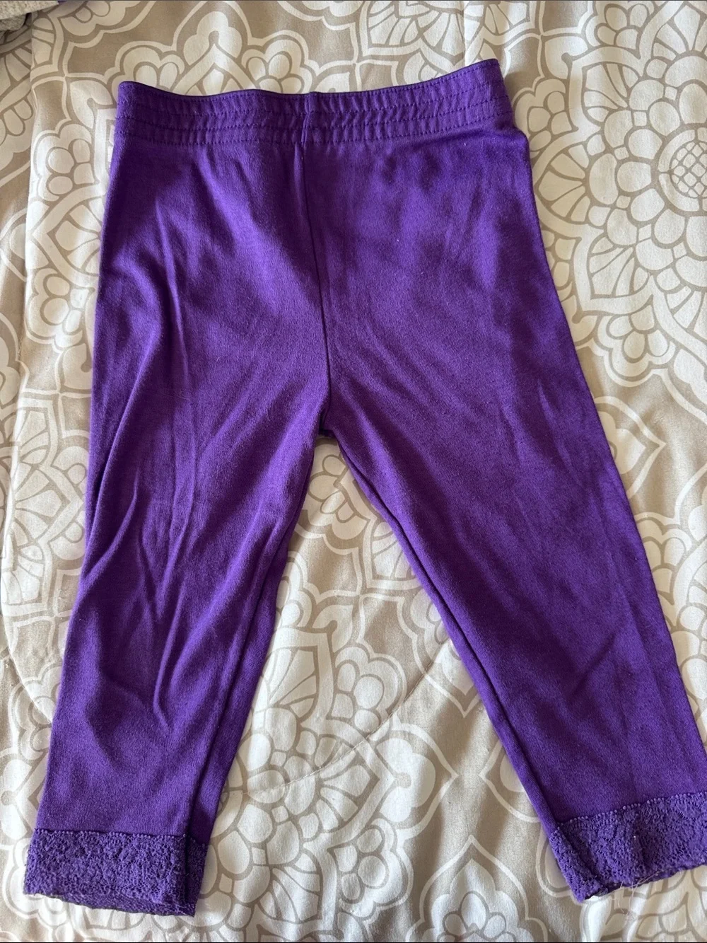 Little Girls Purple Polka Dot Tunic & Purple Lace Trim Legging Set